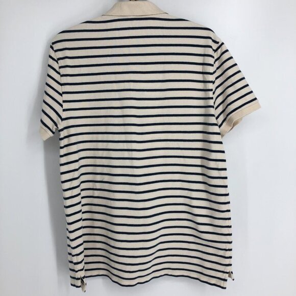 J.Crew Men's Black & off white (cream) Deck-striped polo size L - Picture 4 of 16